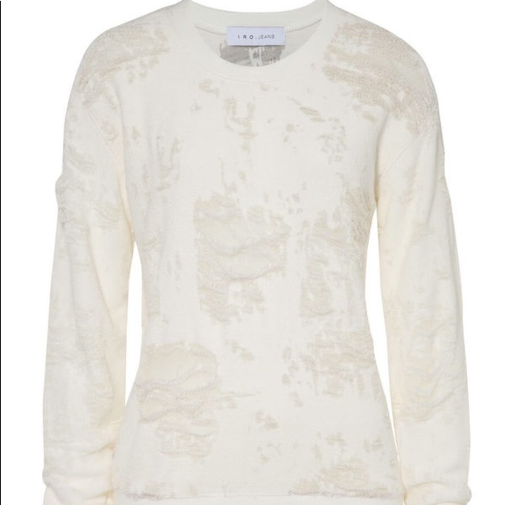 Iro jeans distressed cream sweatshirt